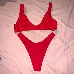 Plain Red Bikini Set